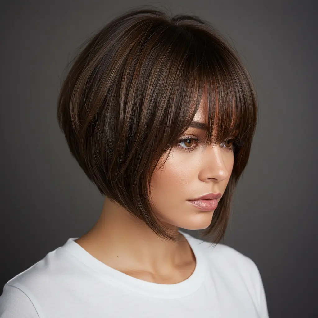 Chic Short Layered Bob with Fringe