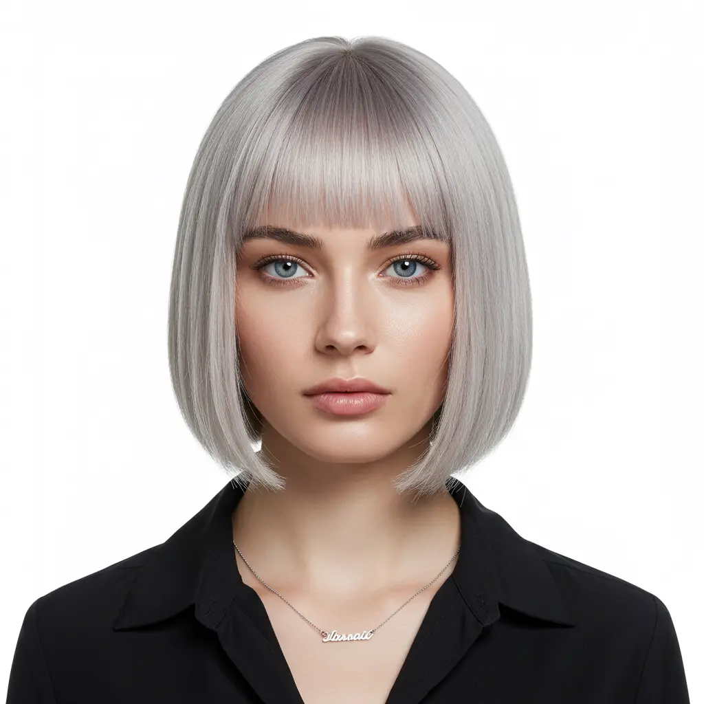 Ash Blonde Micro Bob with Fringe
