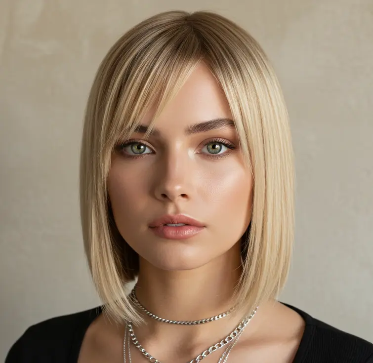 Jaw-Length Champagne Blonde Bob