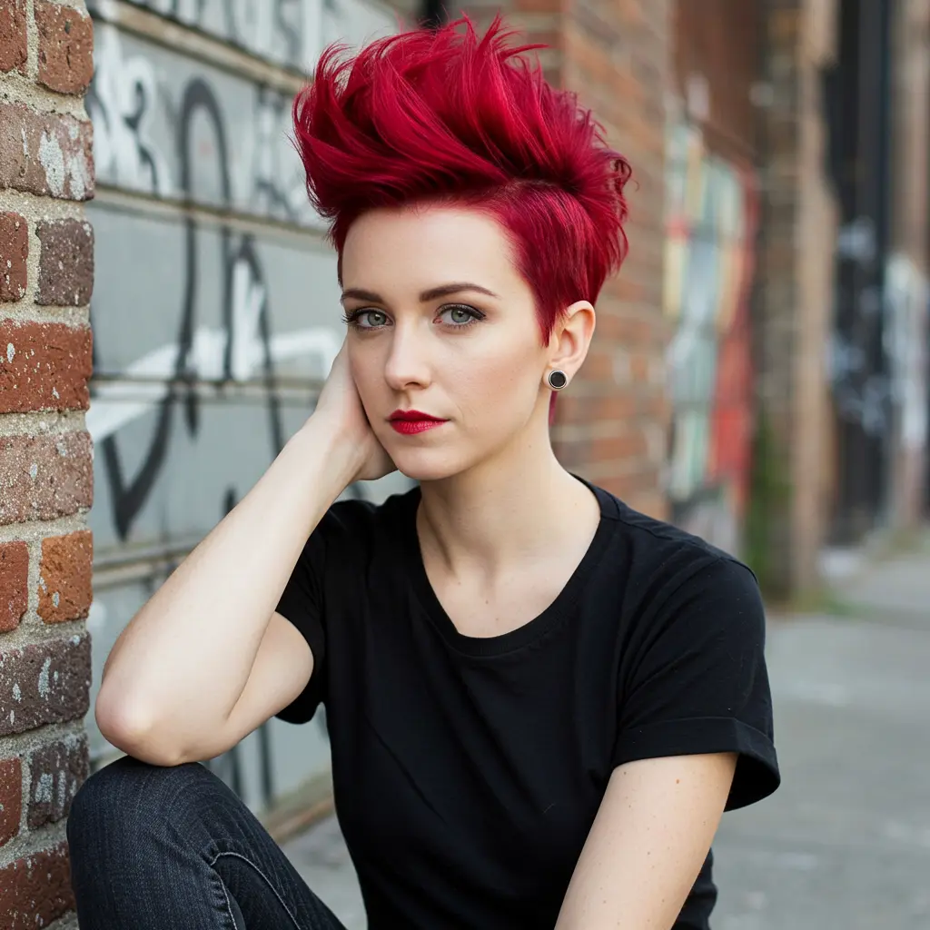 Red Pixie with Mohawk Style