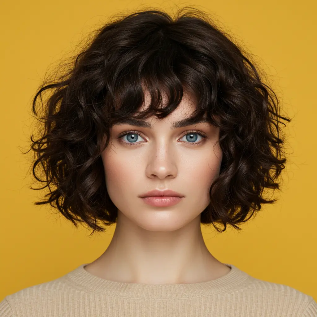 Center Part Short Curls