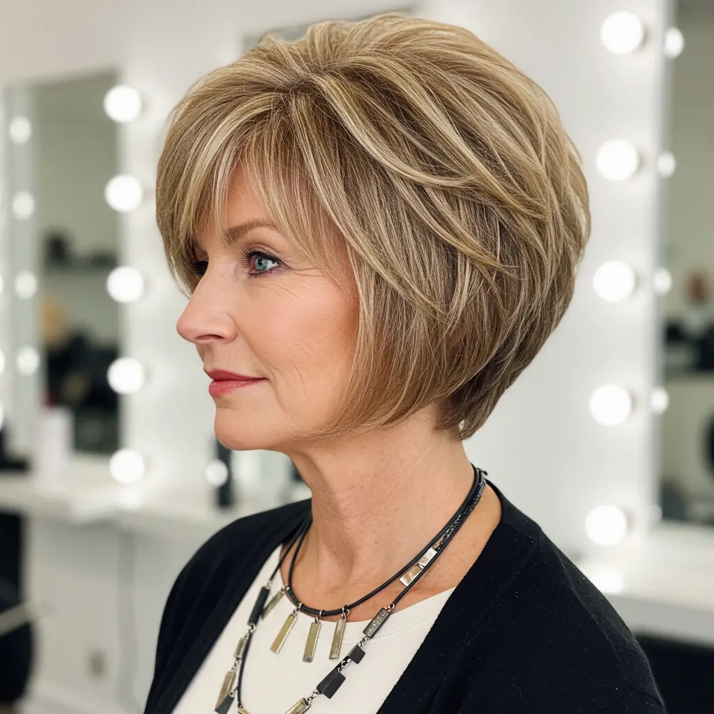 A Chin-Length Choppy Bob Angled Cut