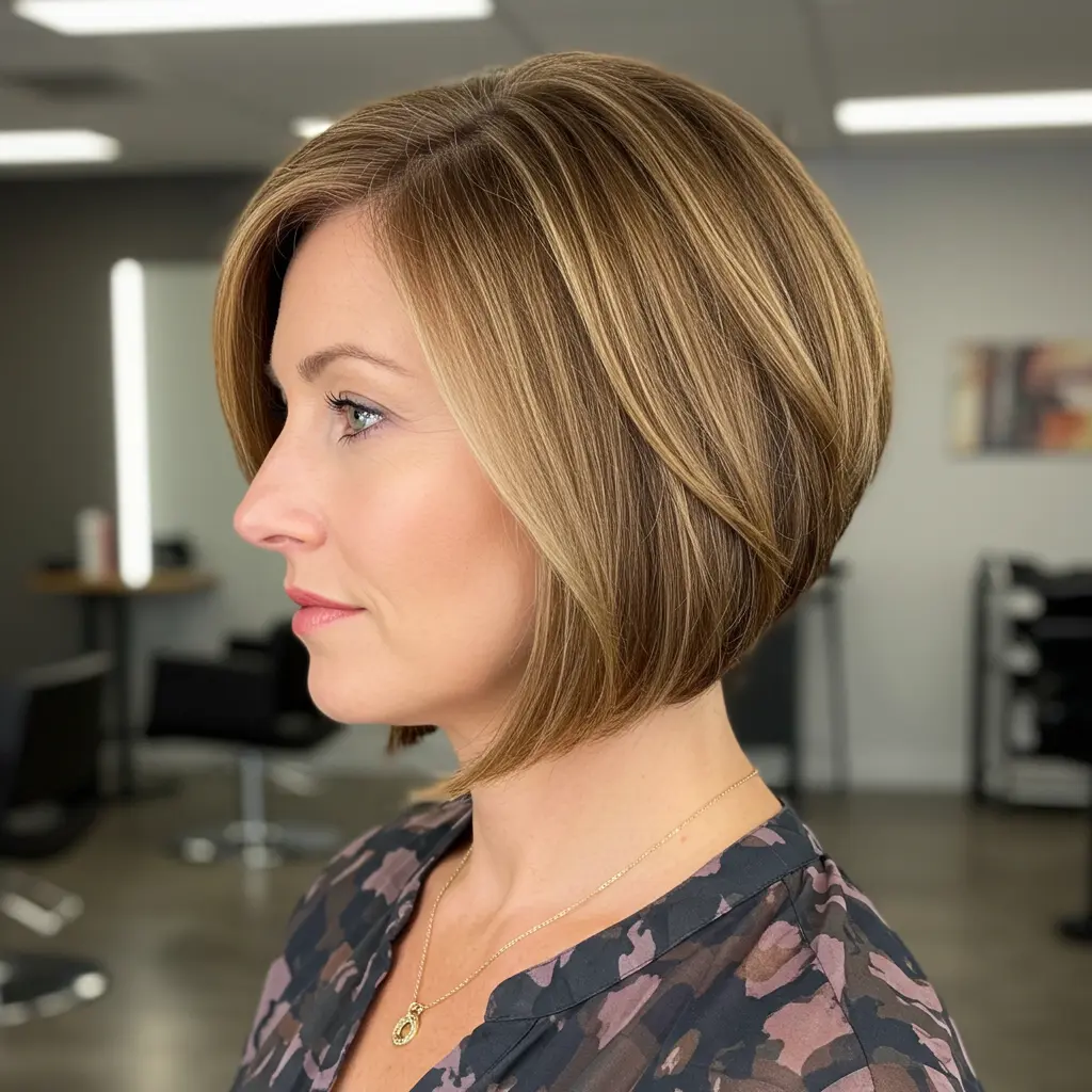 Classic Bob with Caramel Highlights for Women Over 70