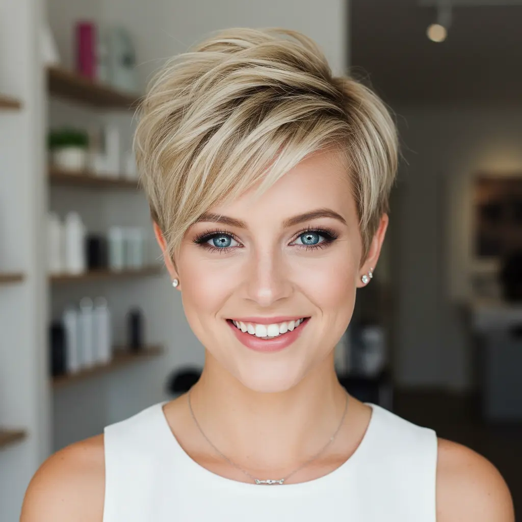 Dirty Blonde Pixie Cut