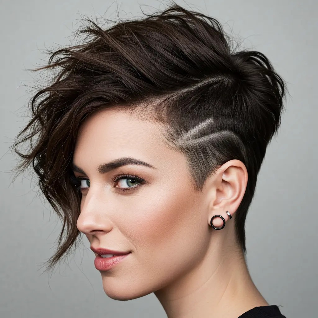 Short Stacked Haircut With Undercut Detail