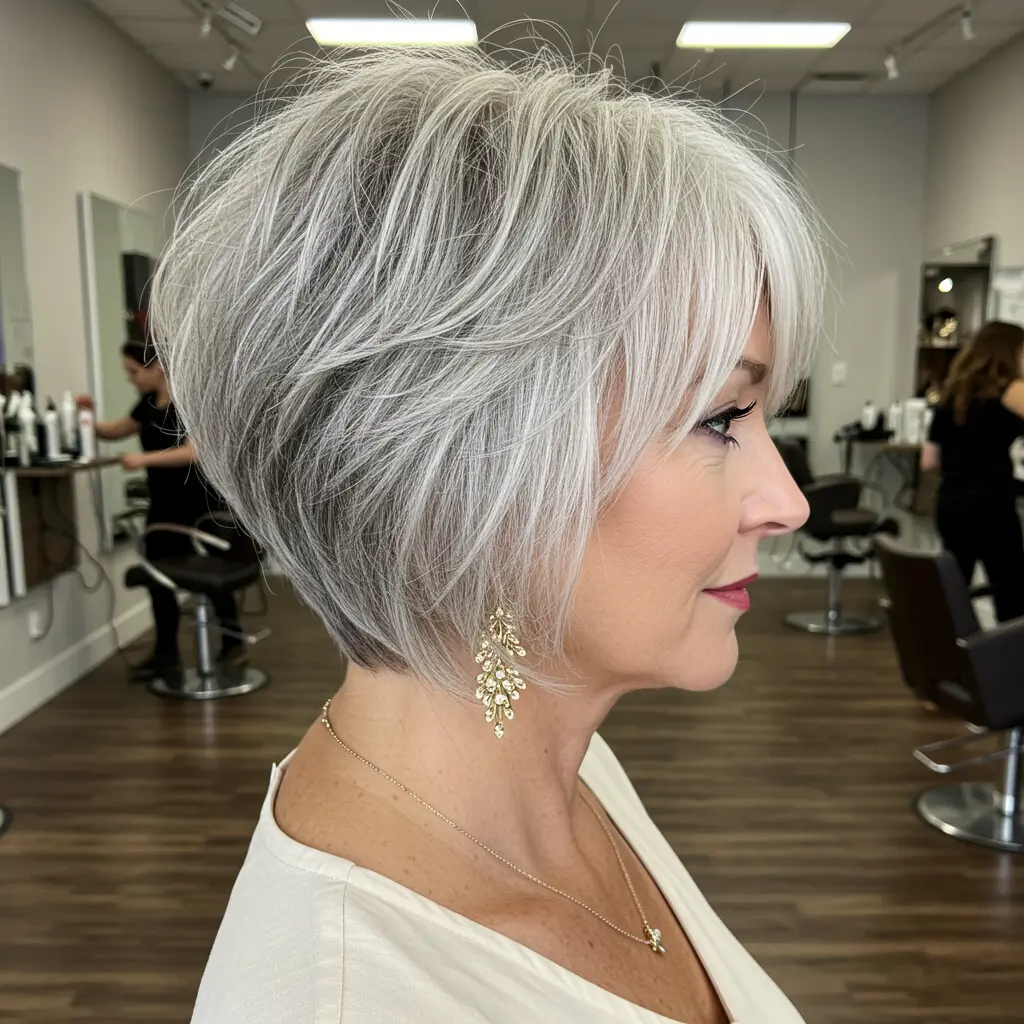 Salt-and-Pepper Bob for Older Women