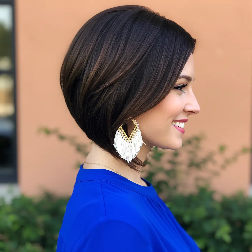 Jaw-Length Inverted Bob with a Slight Stack