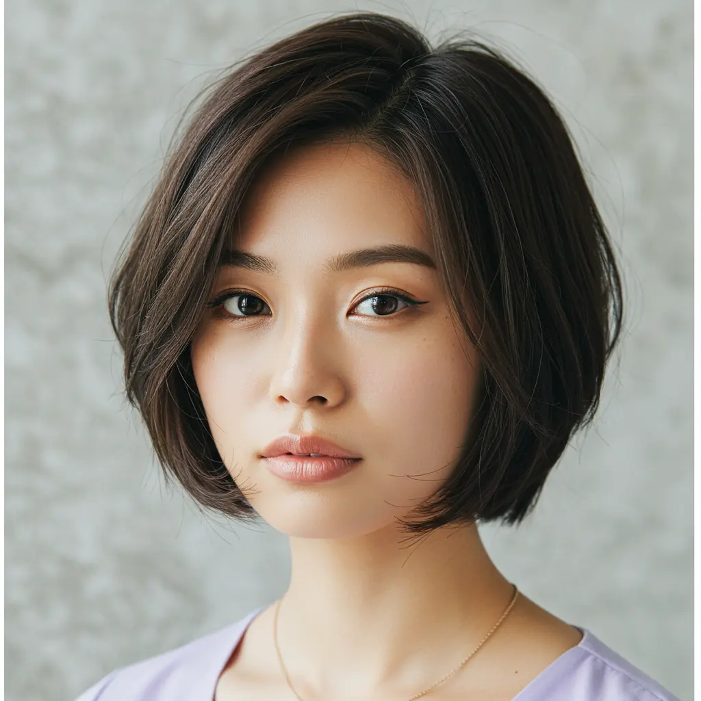 Short Stacked Bob With Layers for Round Face