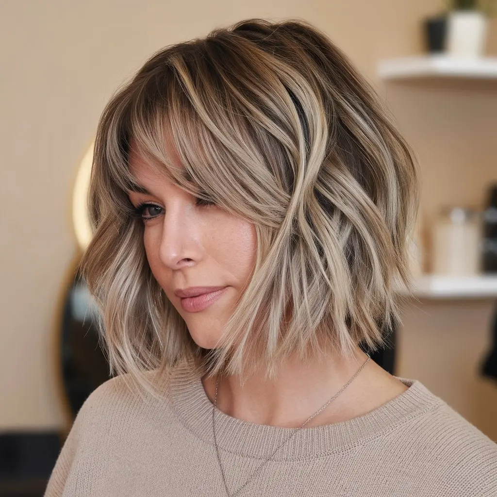 Short Textured Bob With Choppy Layers For Fine Hair