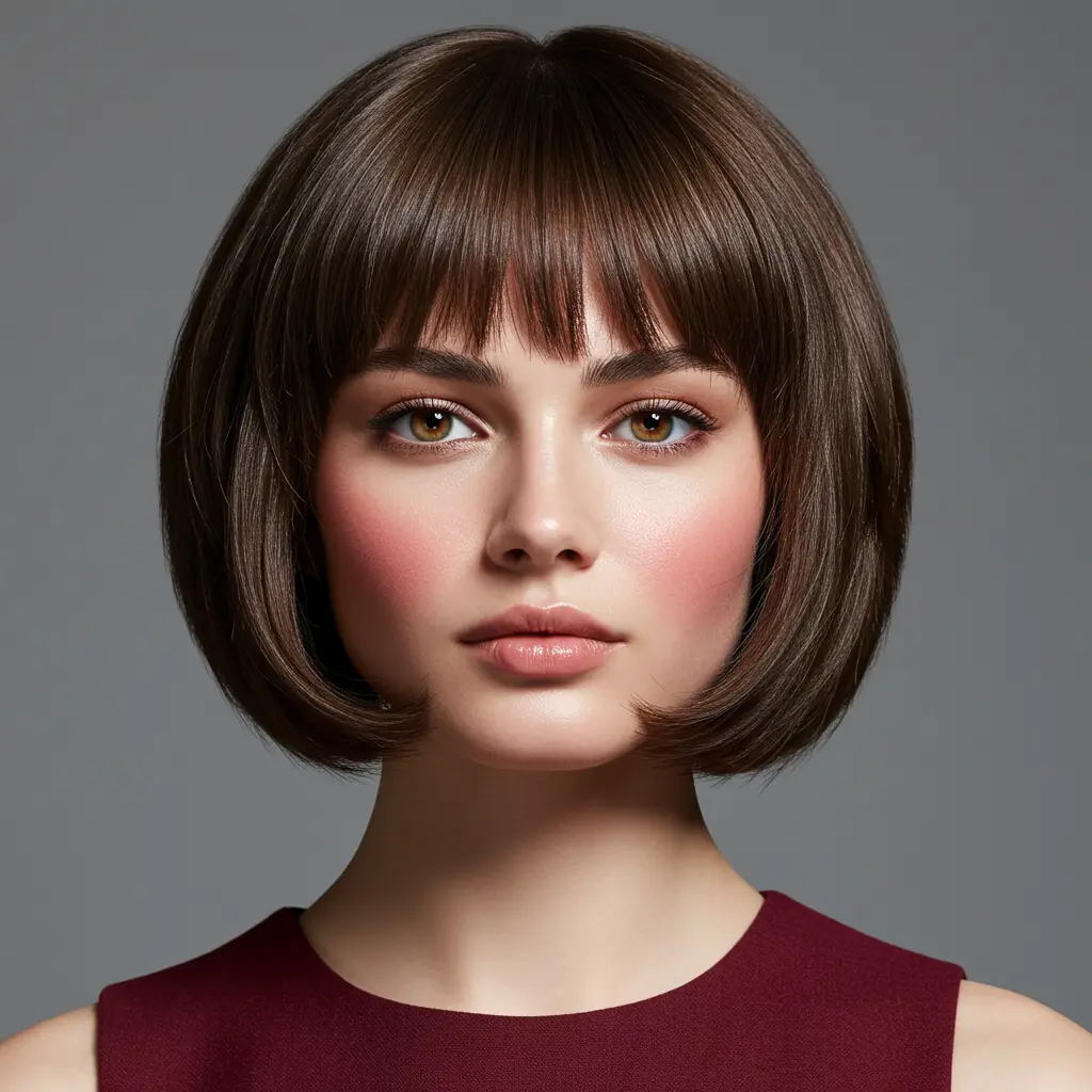 Round Chin Bob with Mini Bangs