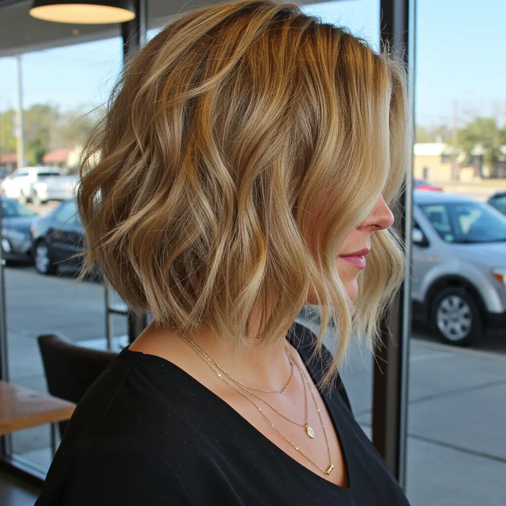 Side Part Bob with Tousled Loose Waves