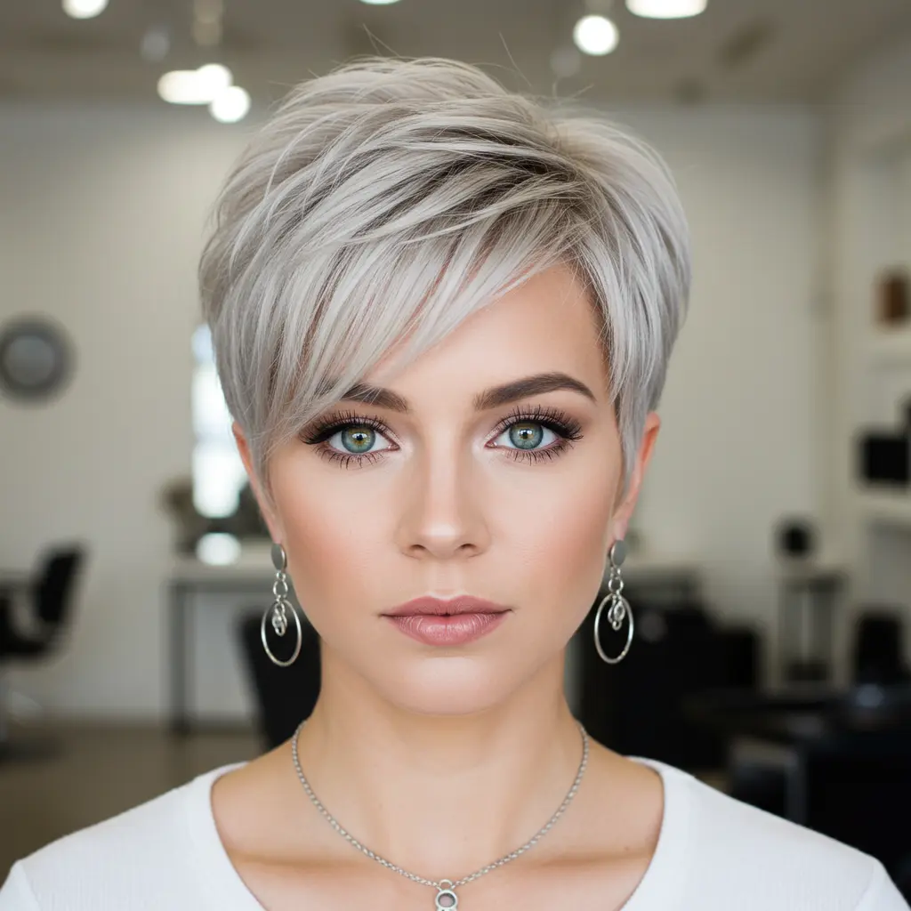 Champagne Blonde Pixie with Layers