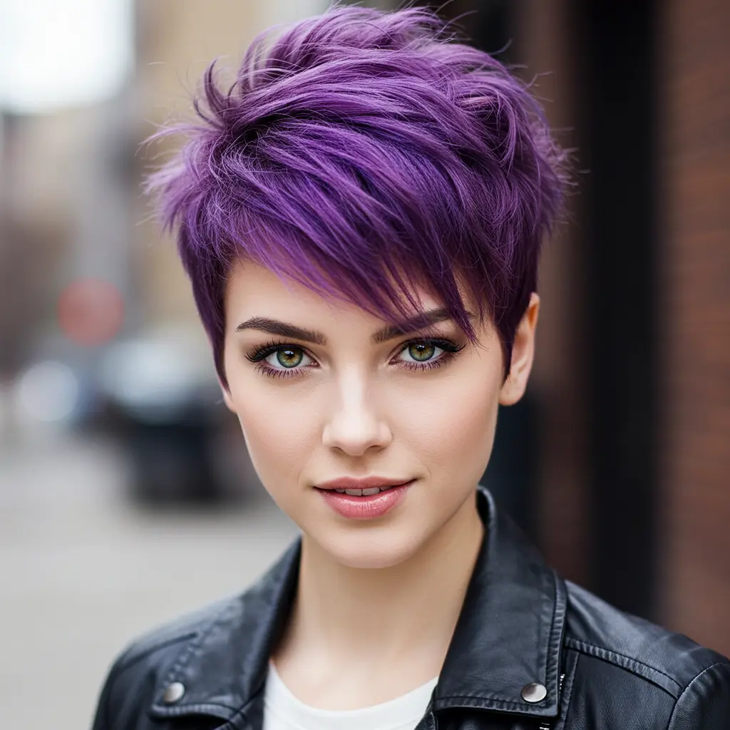 Asymmetrical Funky Purple Pixie