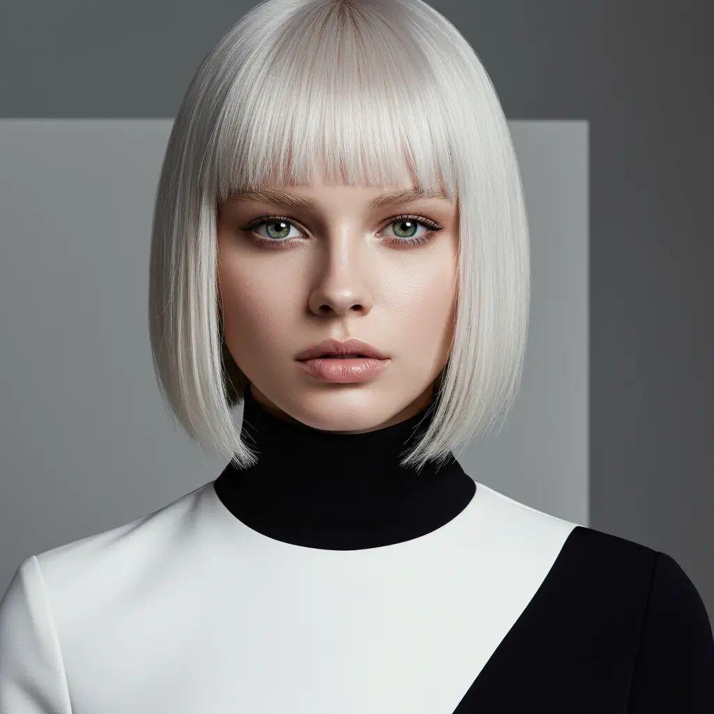 Sleek Blunt Bob in Platinum Blonde
