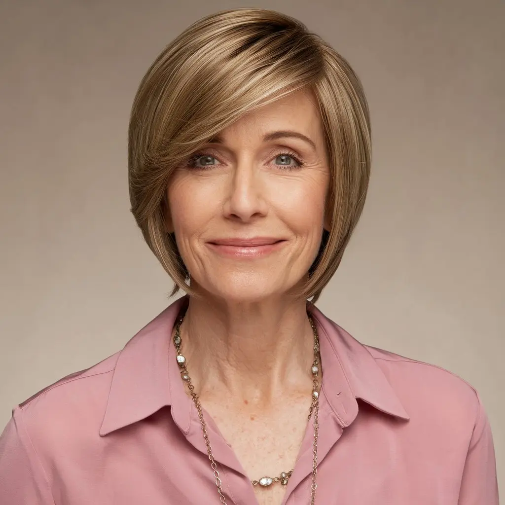 Side-Parted Long Pixie for Ladies Aged 60