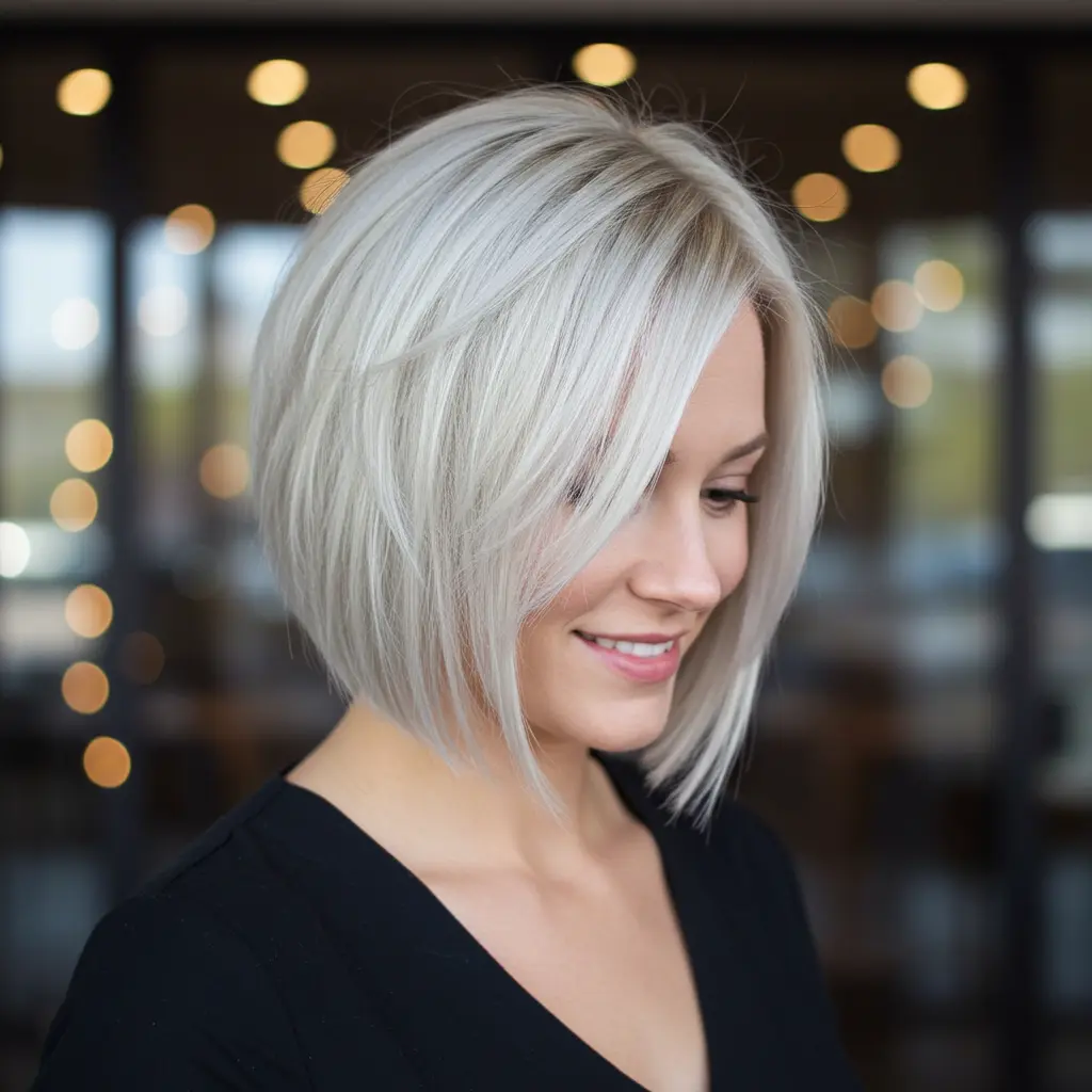 Deep Side Part Bob with Icy Blonde Color