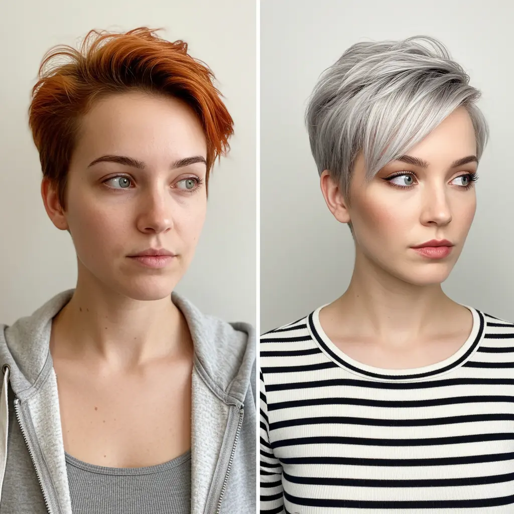 Blonde Long Pixie with Side-Swept Bangs