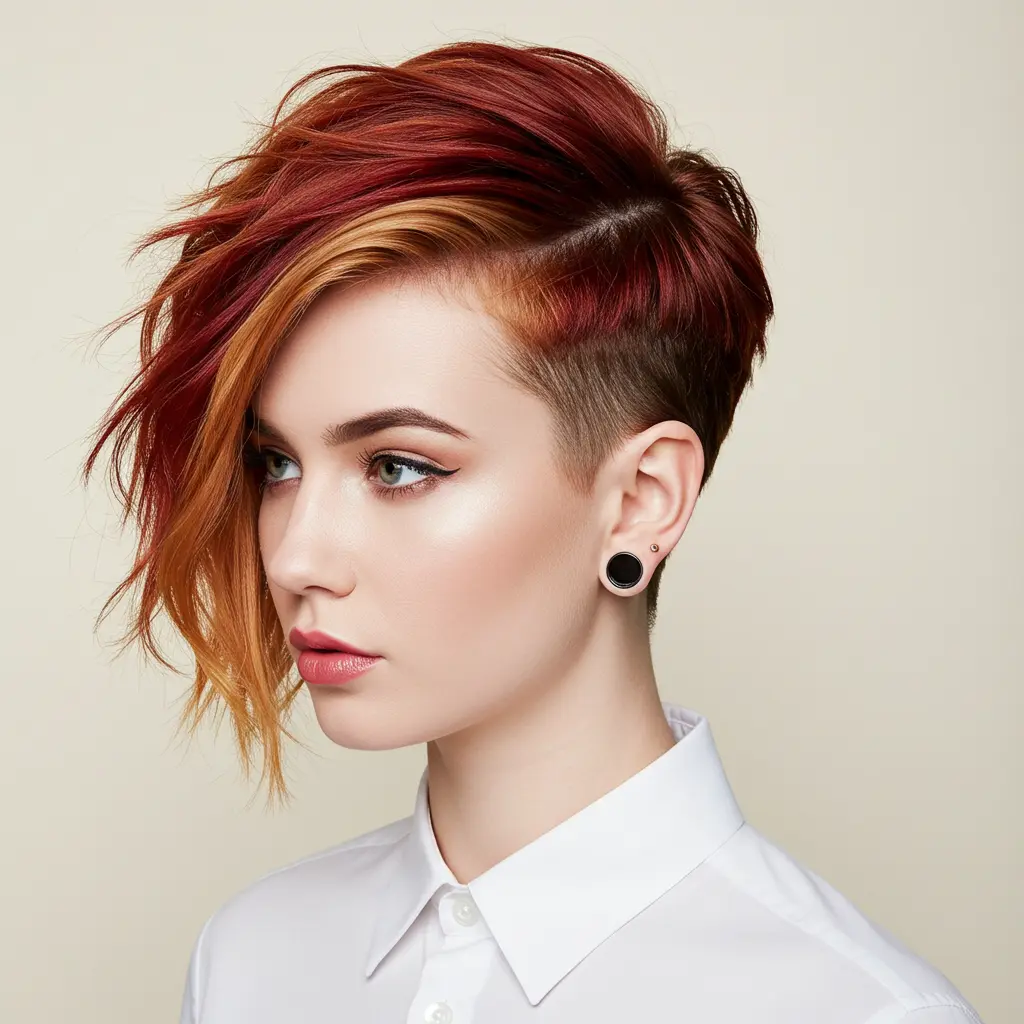 Two-Tone Angled Pixie with Undercut