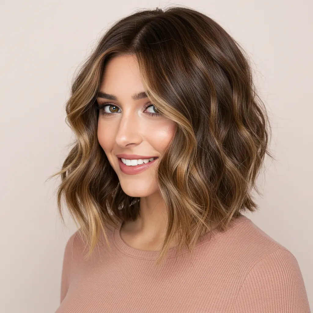 Wavy Balayage Bob for Lively Volume