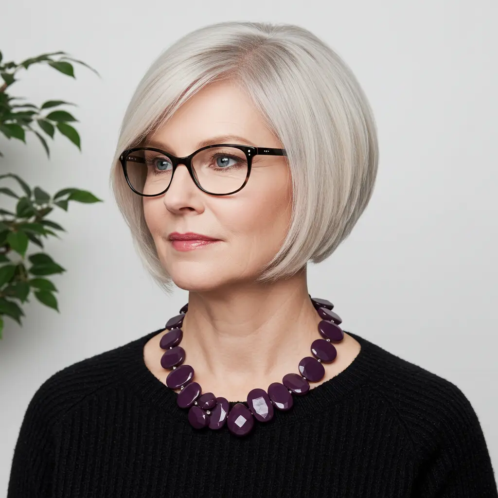 Short Bright Blonde Inverted Cut
