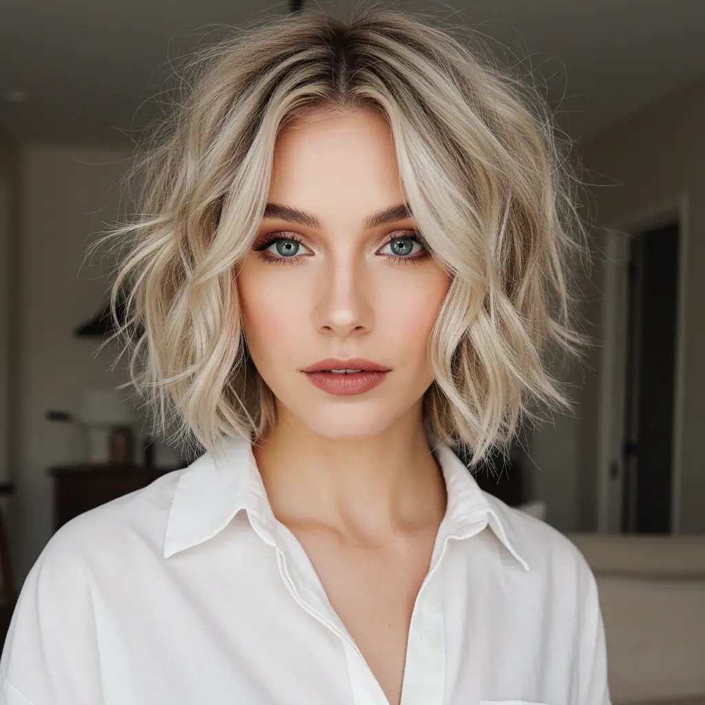Feminine Short Wavy Bob