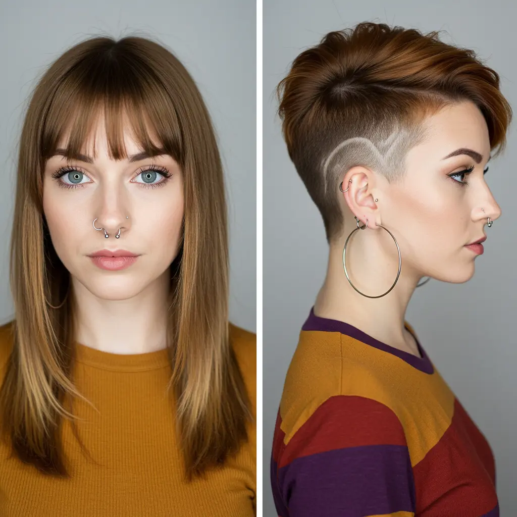 Golden Brown Pixie with a Shaved Design