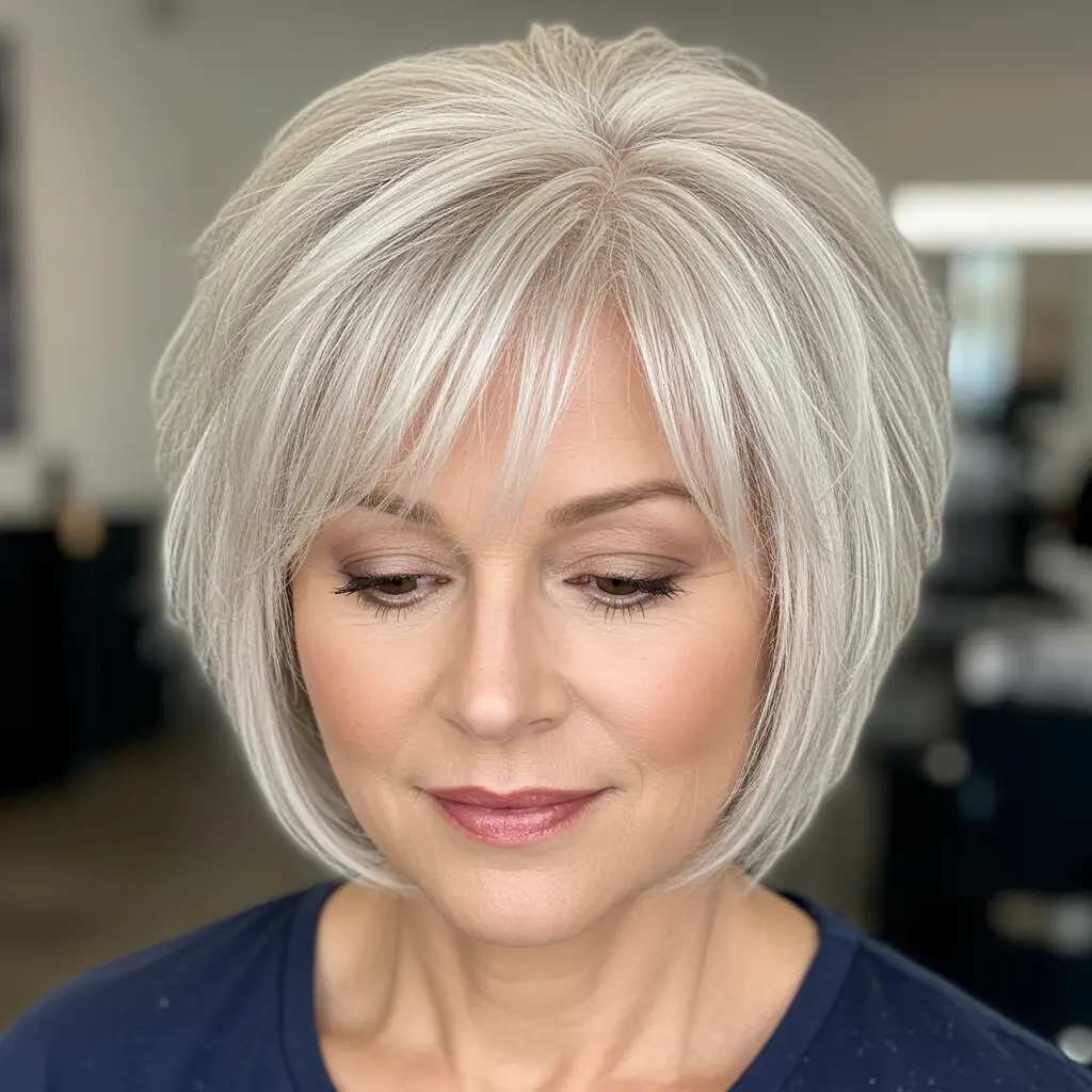 A Trendy Mid-Length Bob for Women Over 50
