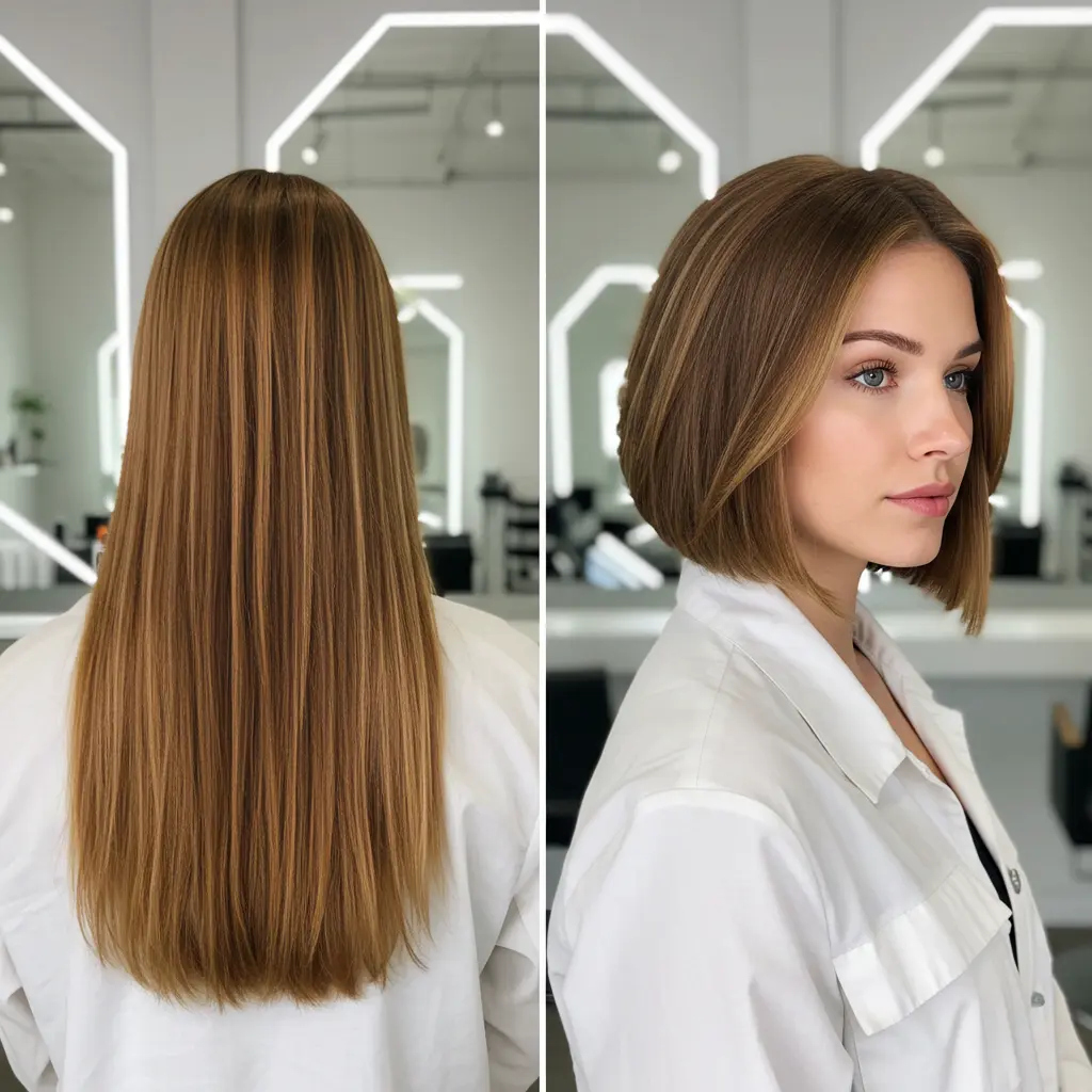 Light Brunette Bob with a Center Part