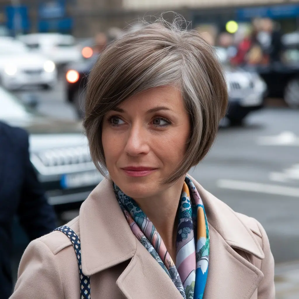 Short Stacked Bob for Older Women With Flair