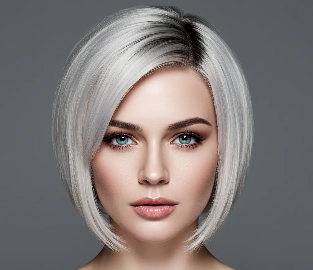 Platinum Blonde Bob with Shadow Roots