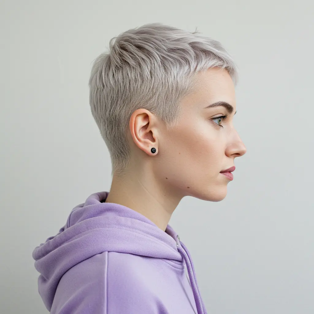 Shaved Pixie with Short Blunt Edges