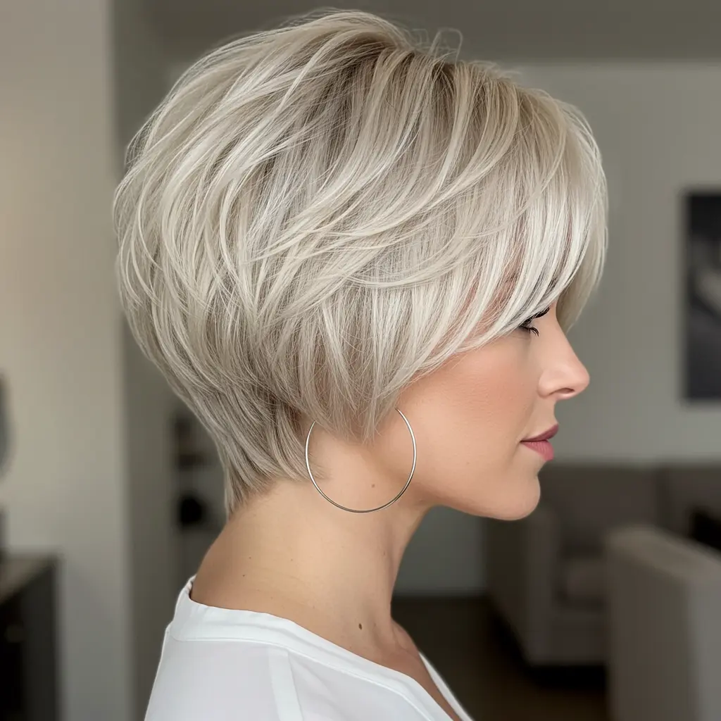 Bright Blonde Pixie with Visible Layers
