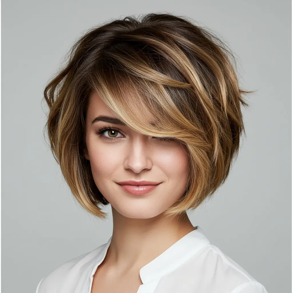 Short Hair Balayage with Root Shadow