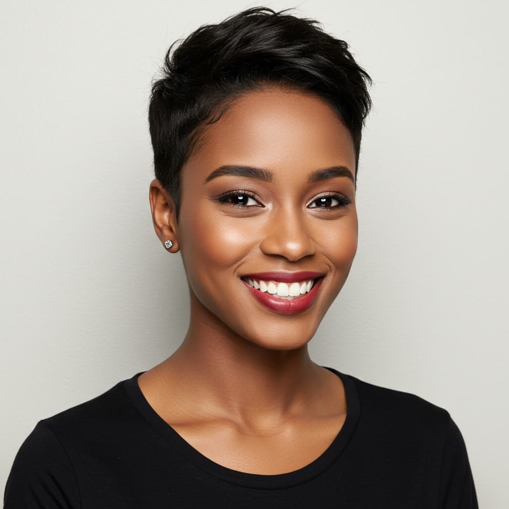 Faded Boyish Pixie on Dark Hair