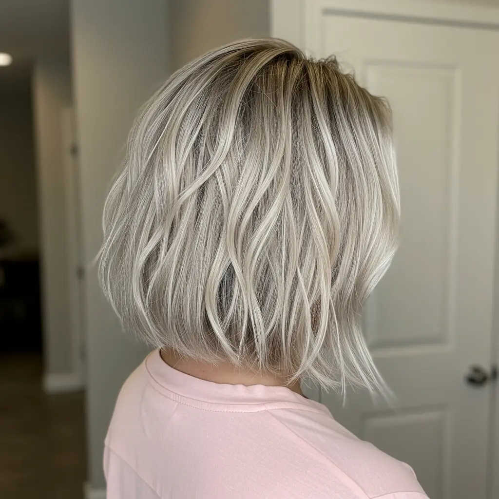 Medium Blunt Bob with Beach Waves