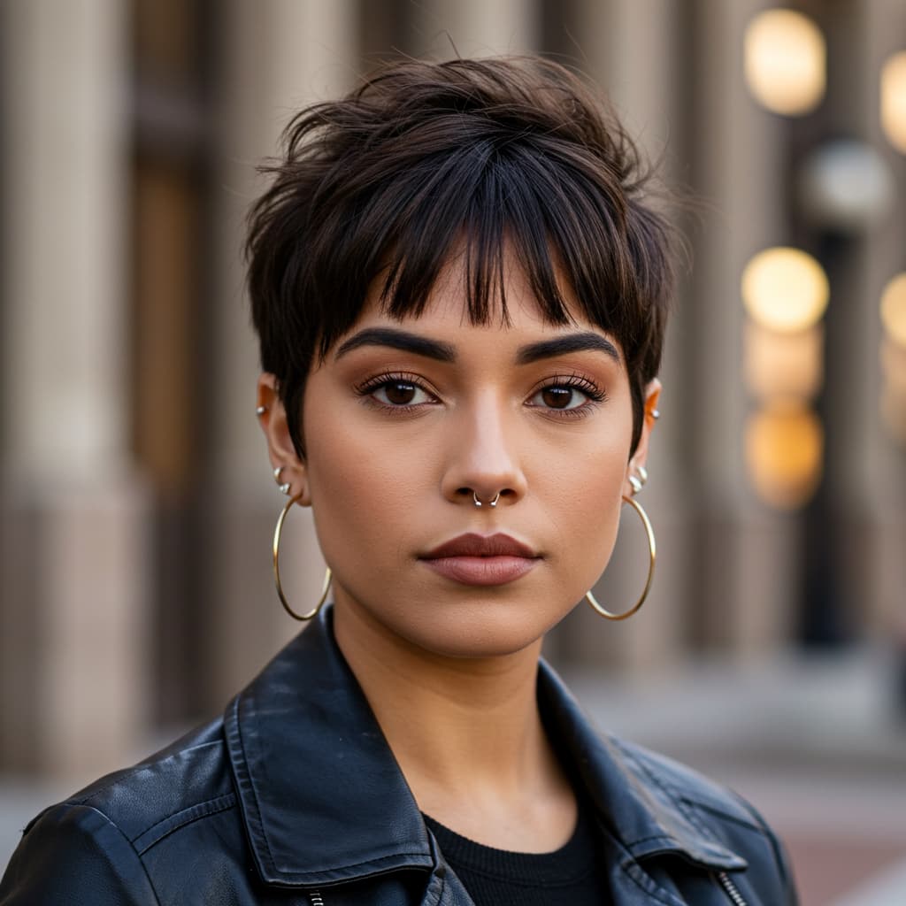 Choppy Pixie Cut with Short Blunt Bangs