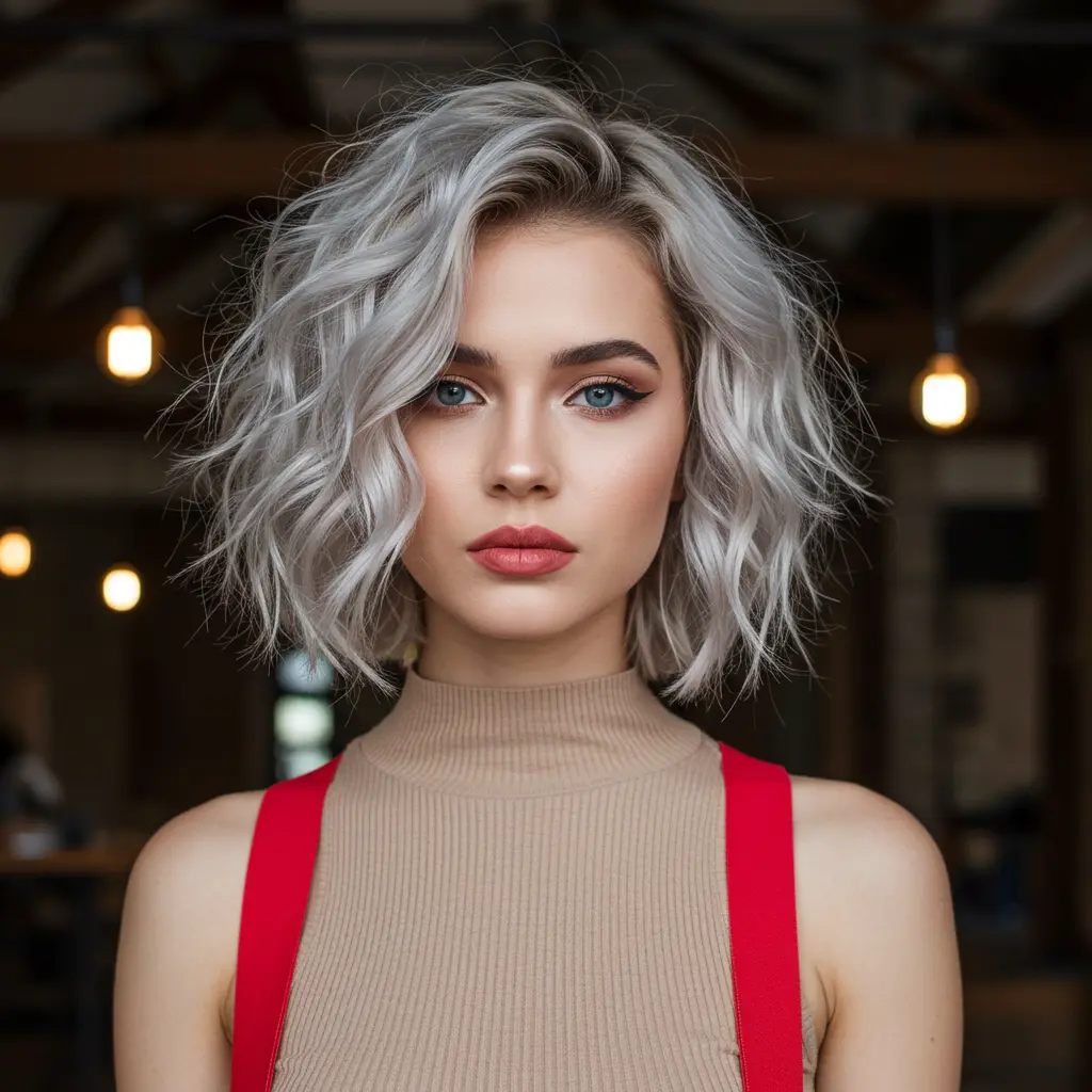 Dimensional Blonde Tousled Bob