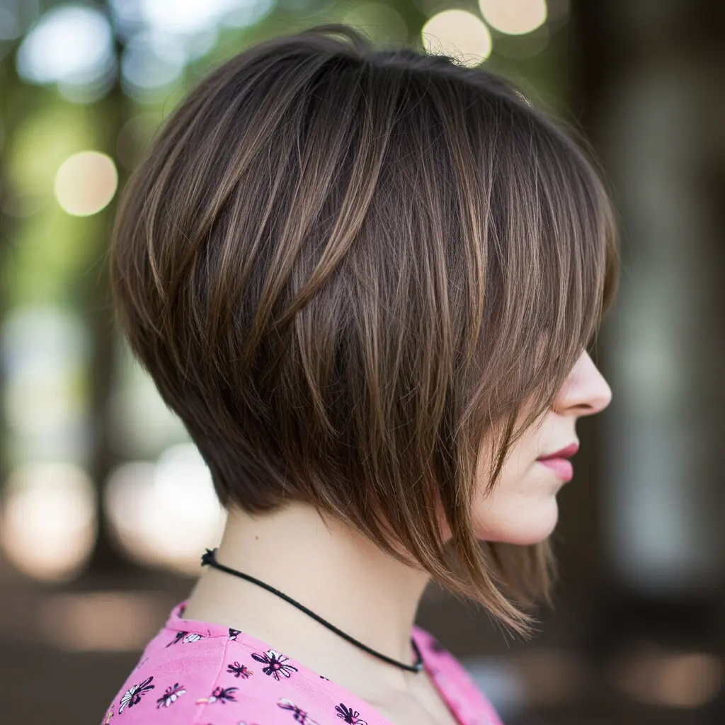 Short Stacked and Layered Inverted Bob
