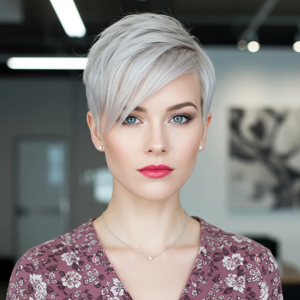 #10 Sleek Blonde Asymmetrical Pixie