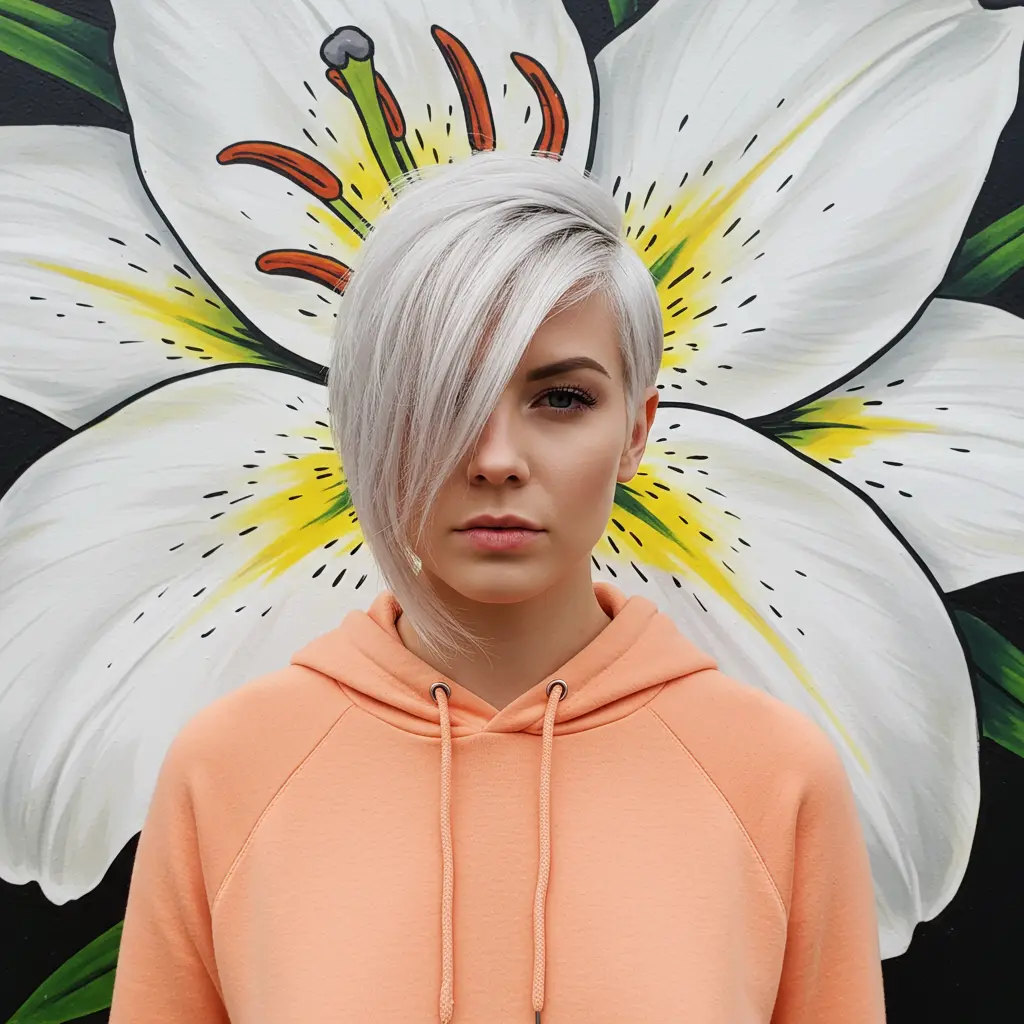 Soft Blonde Side-Swept Pixie Cut
