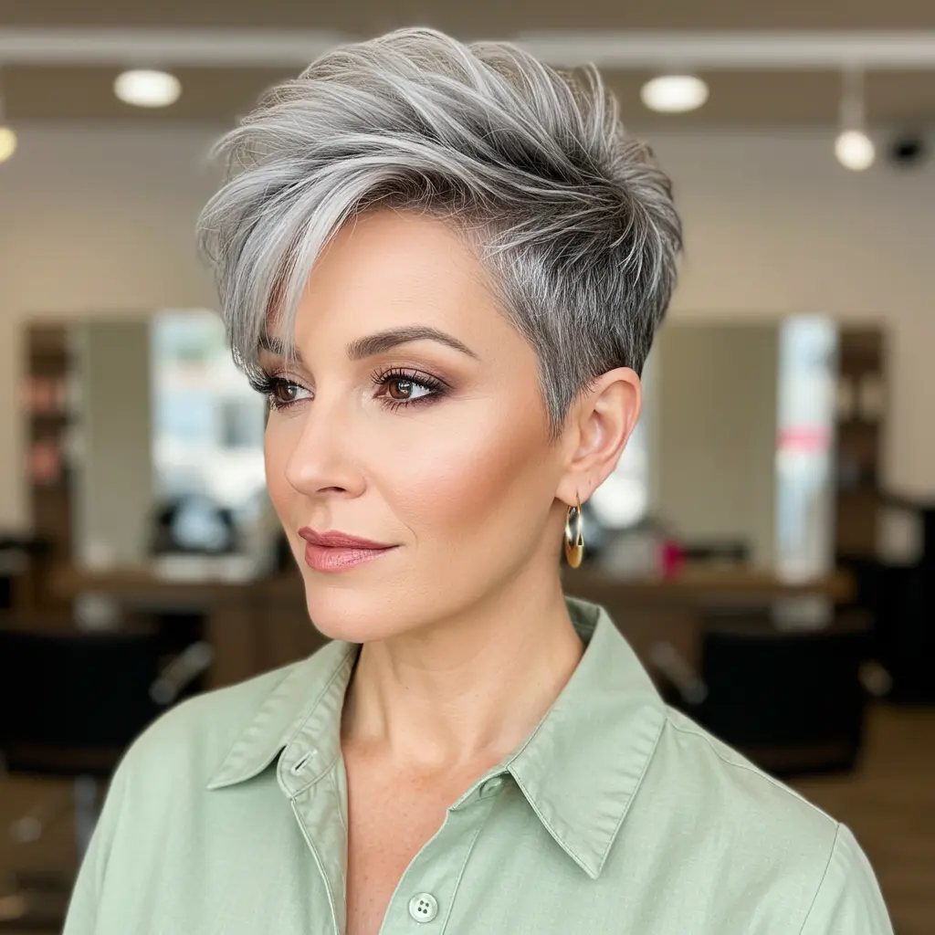 #12 Pixie Cut Shaved Sides and Textured Crown