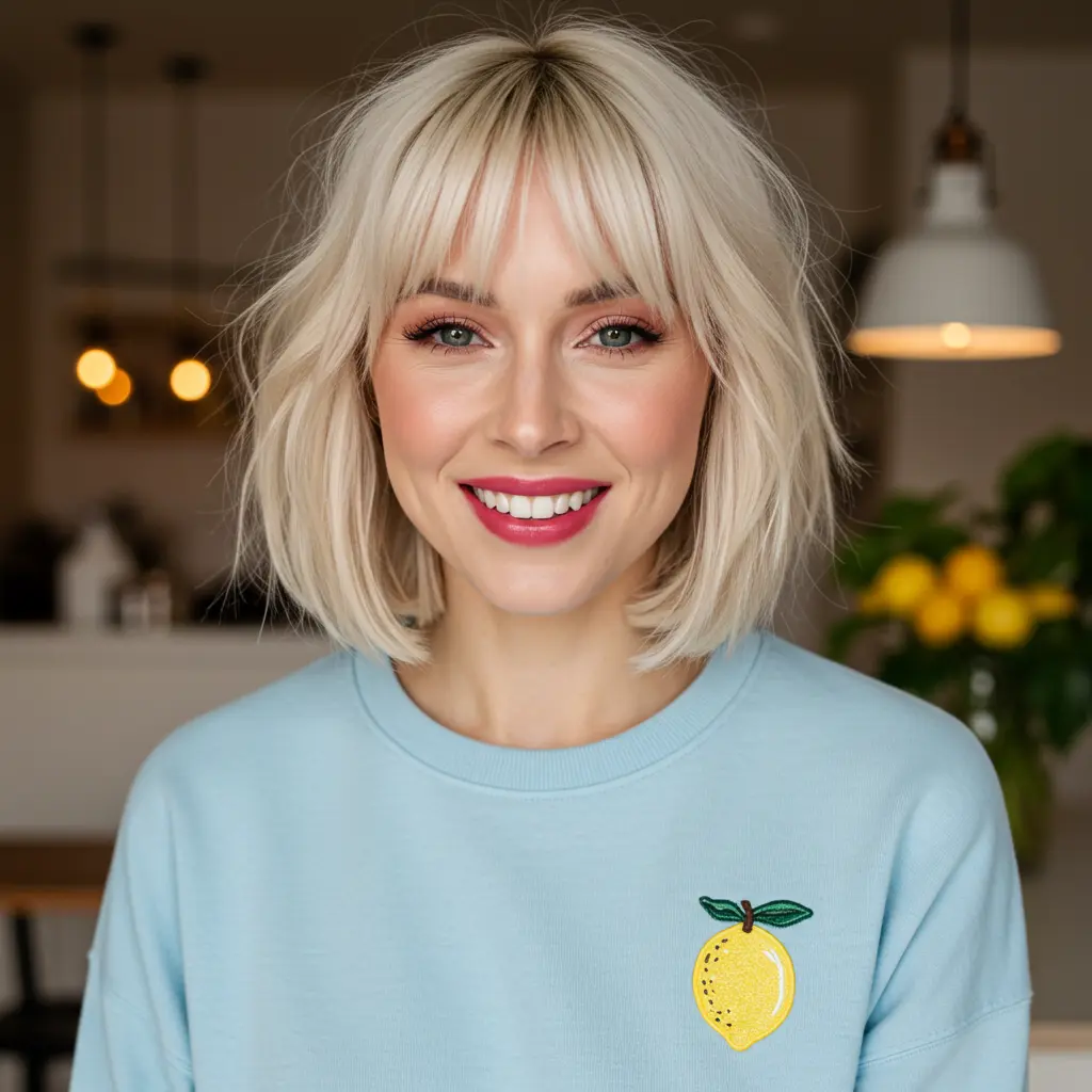 Blonde French Bob With Bangs For Bright Style