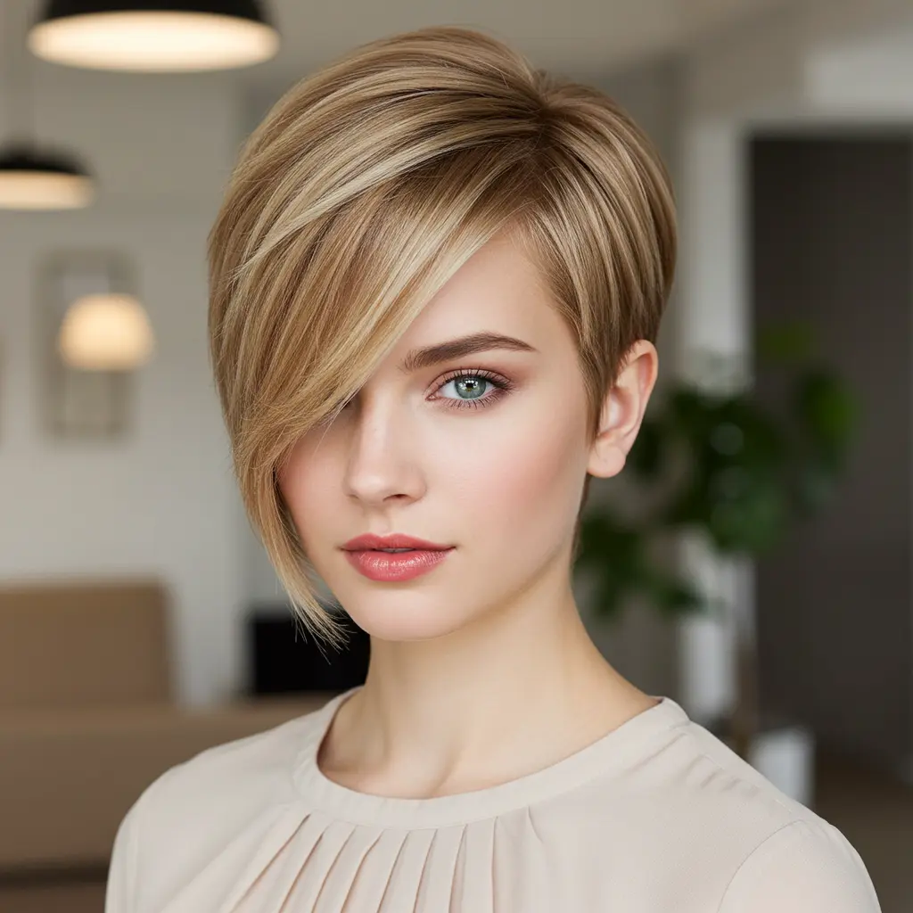 #13 Asymmetrical Side-Parted Long Pixie