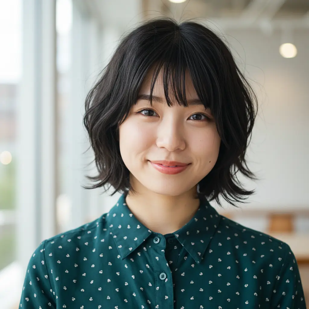 #14 Curtain Bangs On Short Black Hair