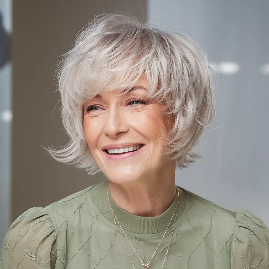 #14 Choppy Bob With Bangs For Fuller Crown