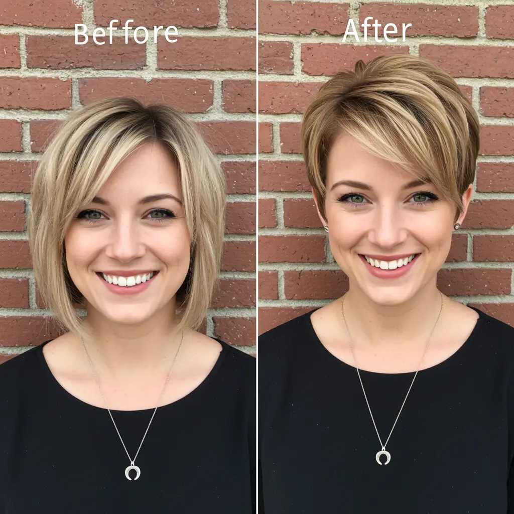 Light Brown Pixie Cut with Bangs