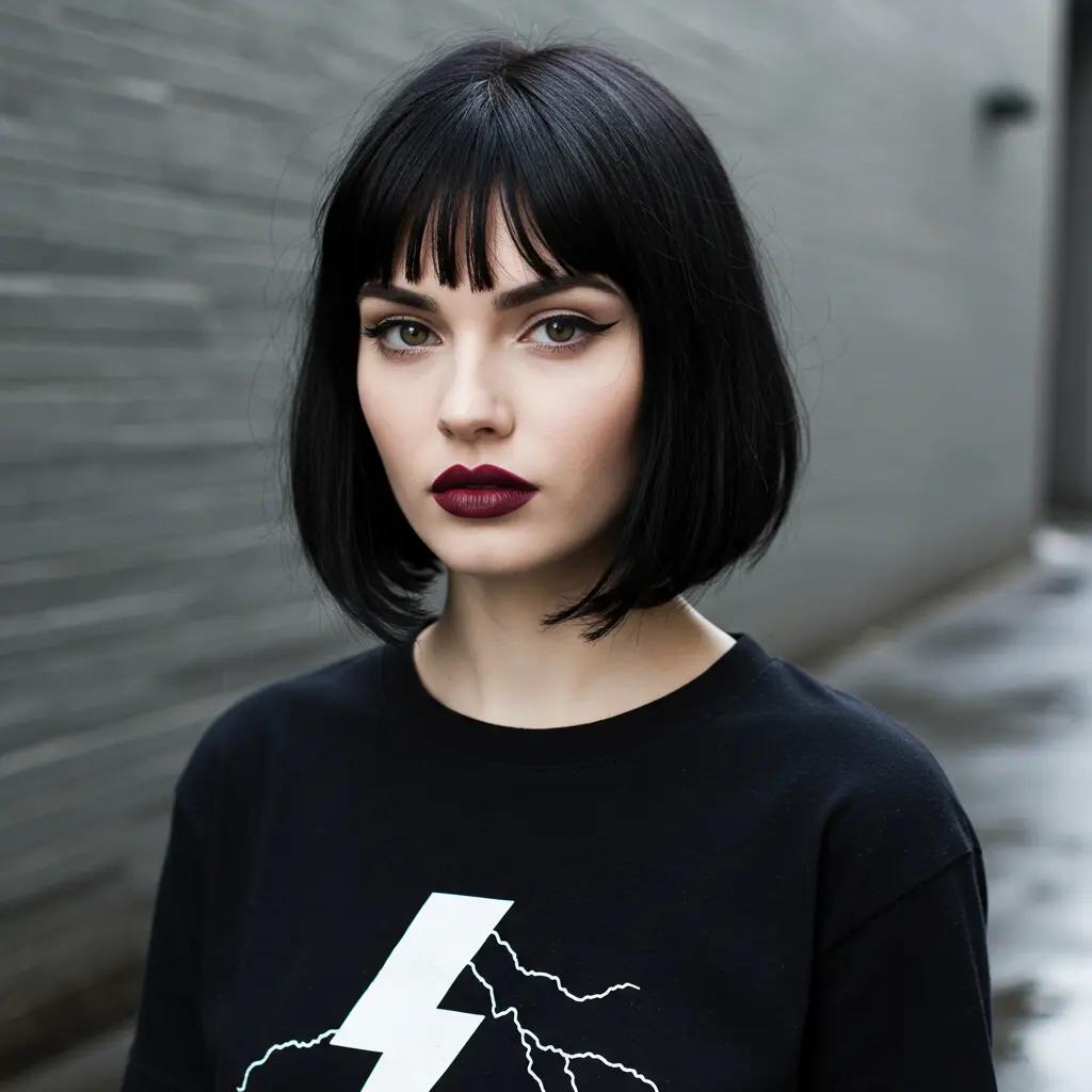 French Bob With Micro Bangs For Edgy Look