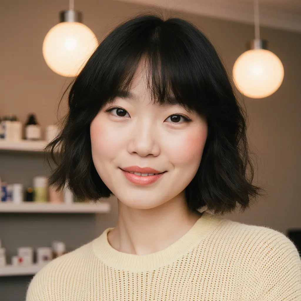 #15 Wispy Bangs On Black Short Hair