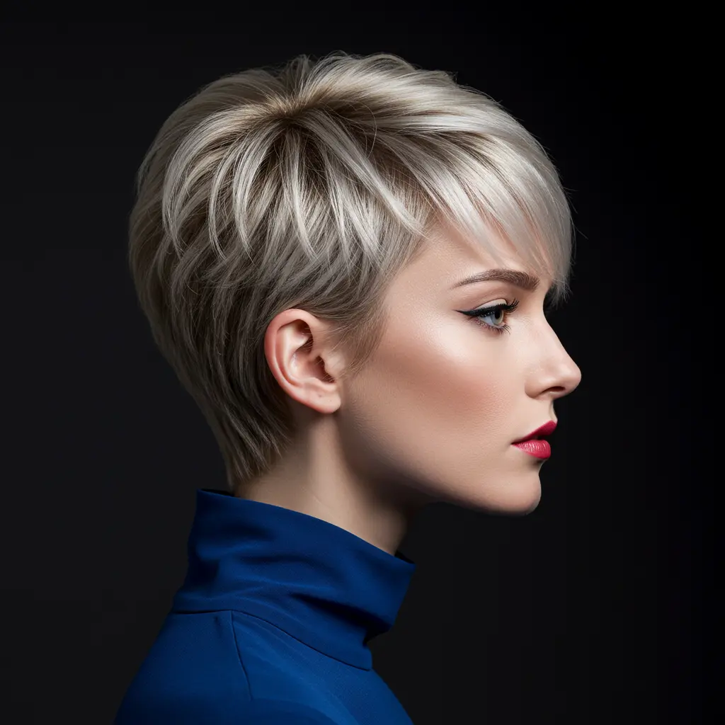Ash Blonde Pixie with Layers