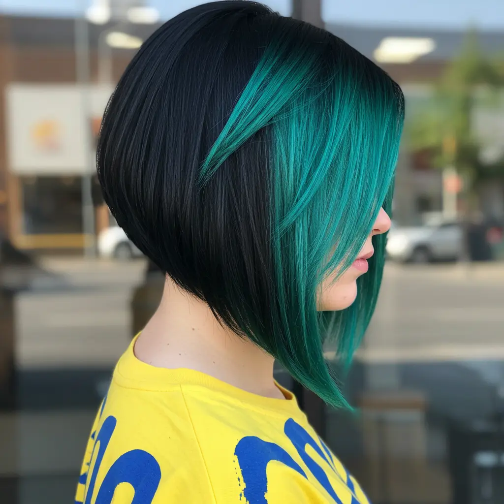 Stunning Black A-Line with Teal Highlights
